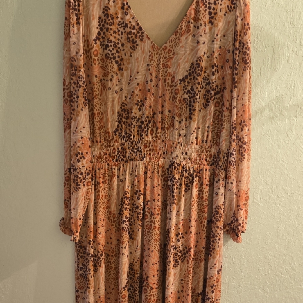 Chic Animal Print Long Sleeve Dress